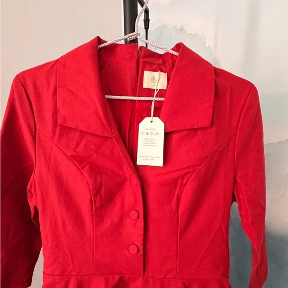 Elegant Red A-Line Dress #526 - Picture 2 of 5